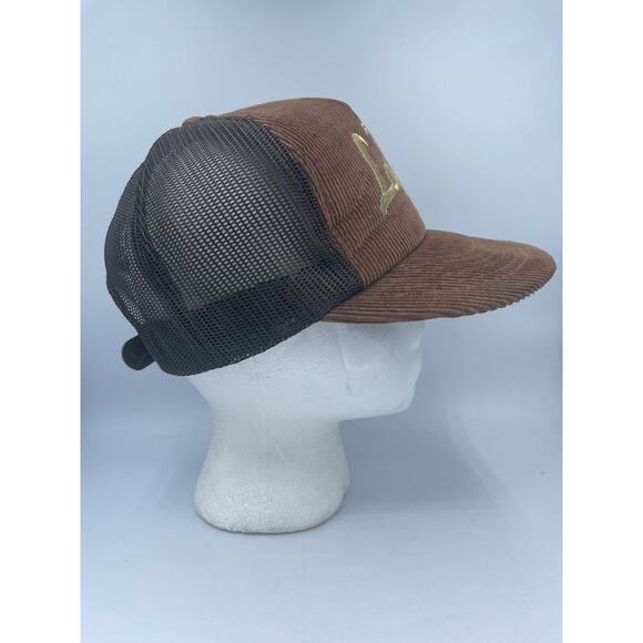 Vtg Trucker Hat Brown Corduroy Las Vegas Mesh SnapBack Baseball Cap READ - Picture 3 of 12